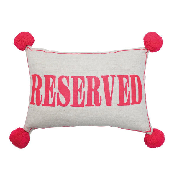 reserved pink throw pillow