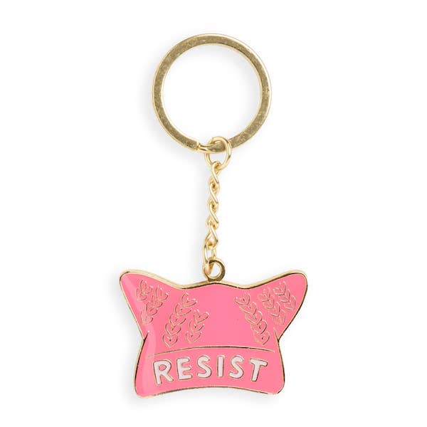 resist pussy hat keychain