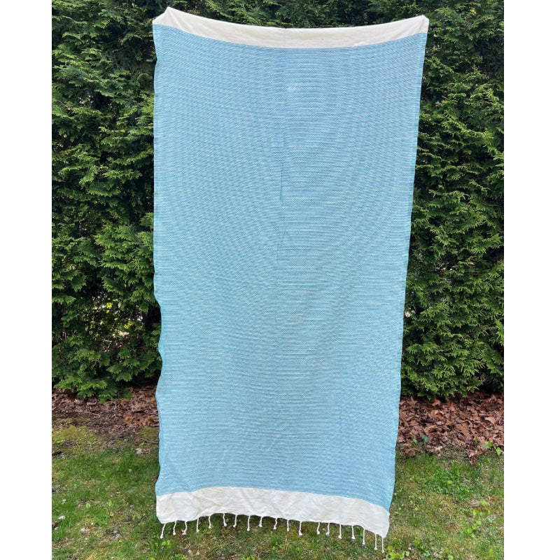 aqua blue stripe beach turkish towel 