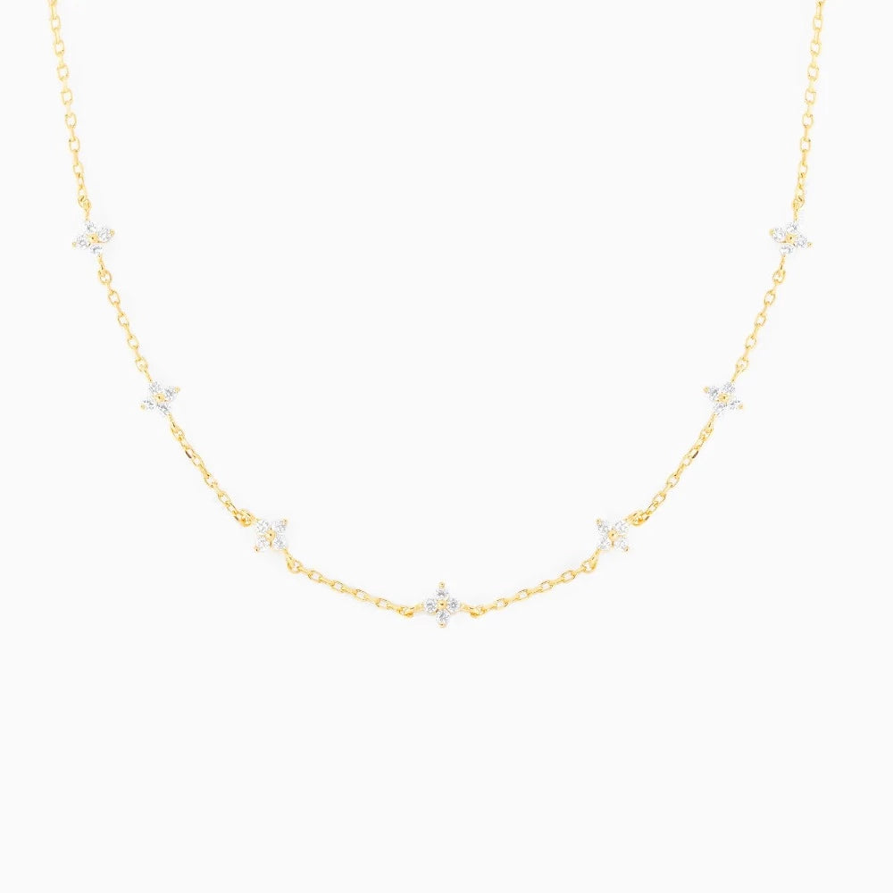 sparkly blossom gold necklace