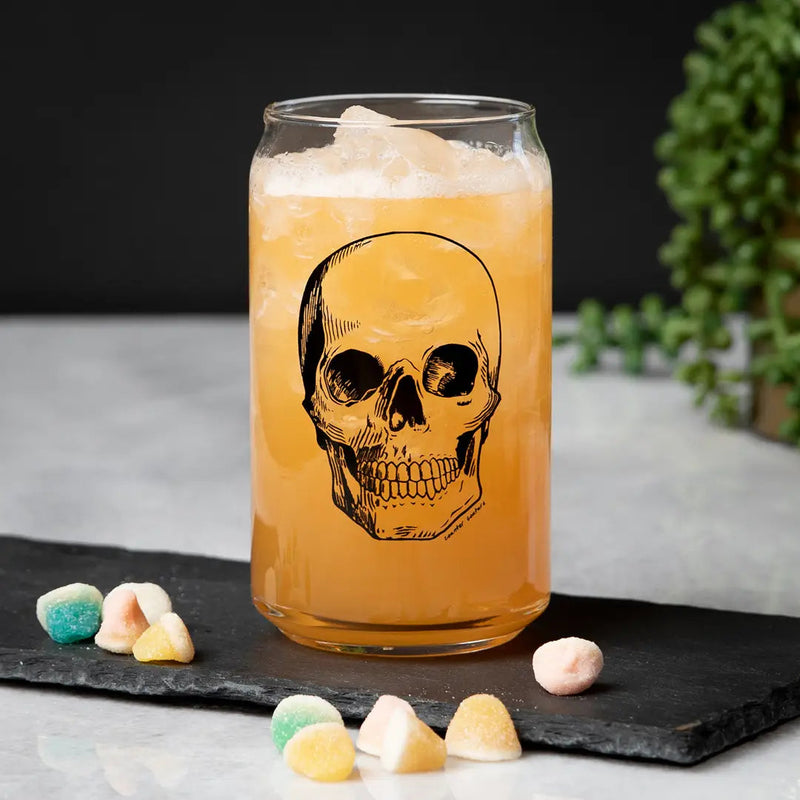 skull beer can glass