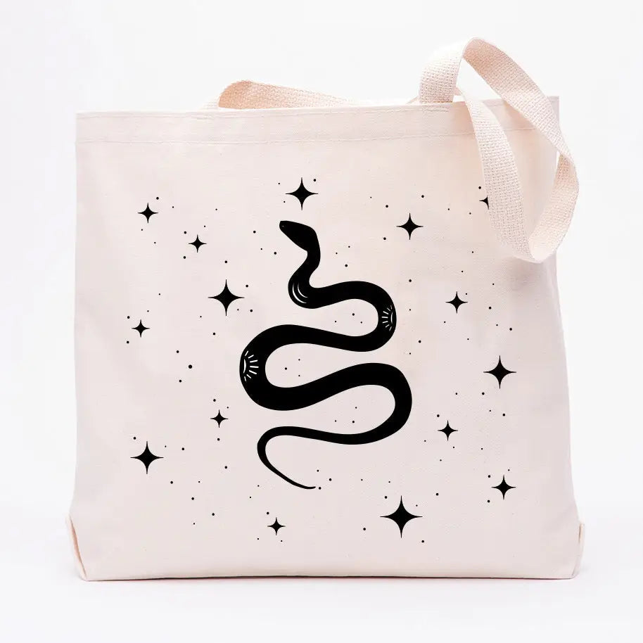 snake canvas tote bag