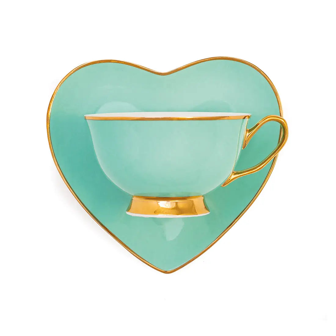 Teal Heart Teacup & Saucer | gift Set