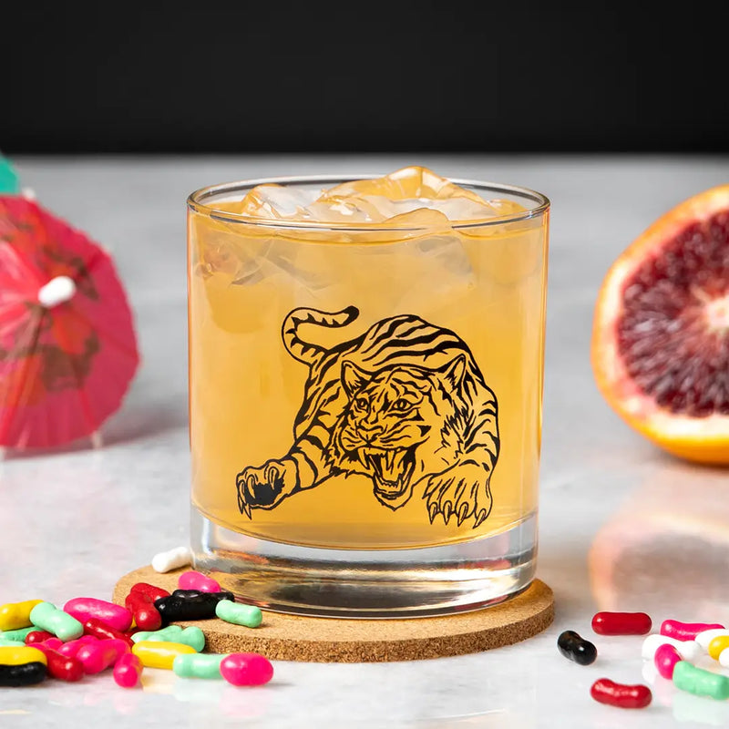 tiger rocks glass with cocktail