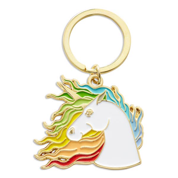 enamel unicorn rainbow keychain